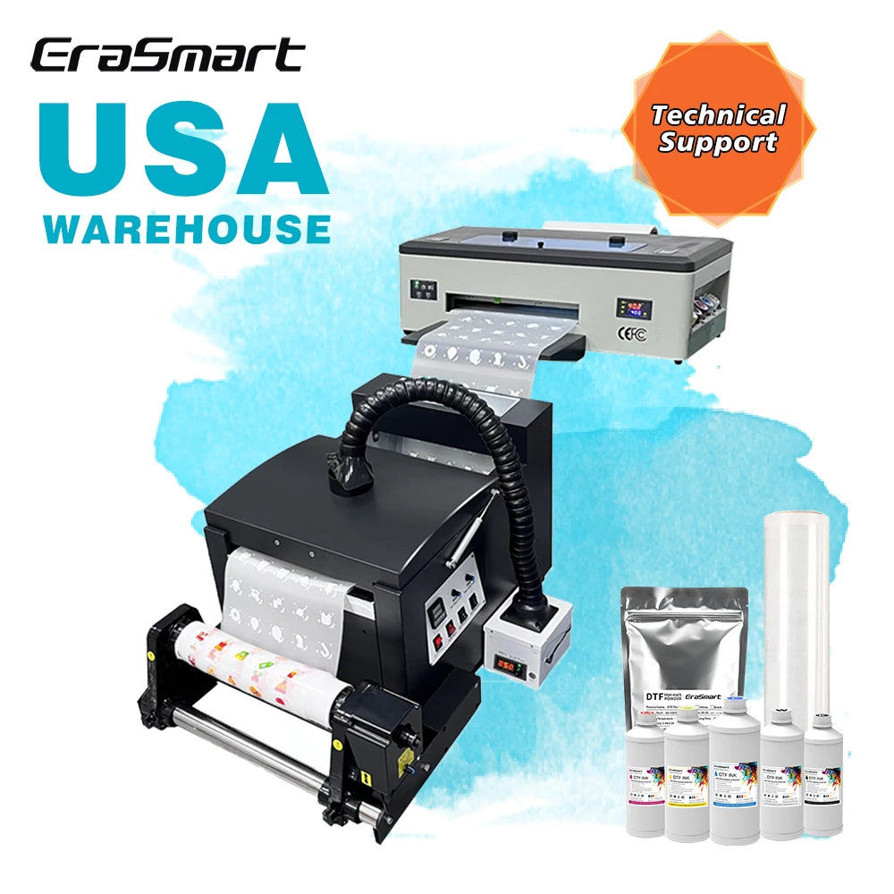New for 30cm DTF DTG Roll-to-Roll Printer with Epson Print Head A3 Plate Type 3-Year Warranty Semi-Automatic Pigment Ink