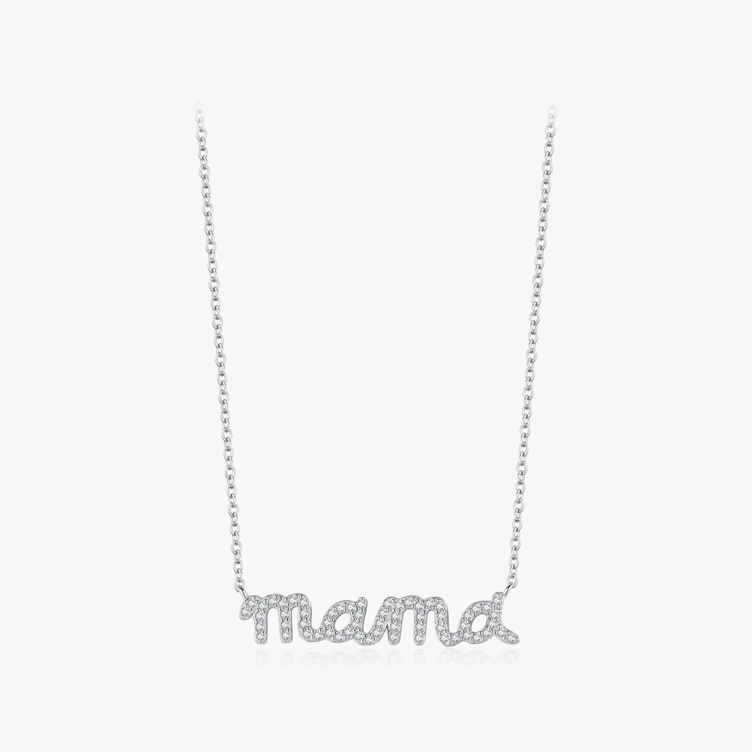 Trendy Gold Color Link Chain for Women Fine Jewelry 925 Sterling Silver Pave Setting CZ Sparkling Letter MAMA Charm Necklaces