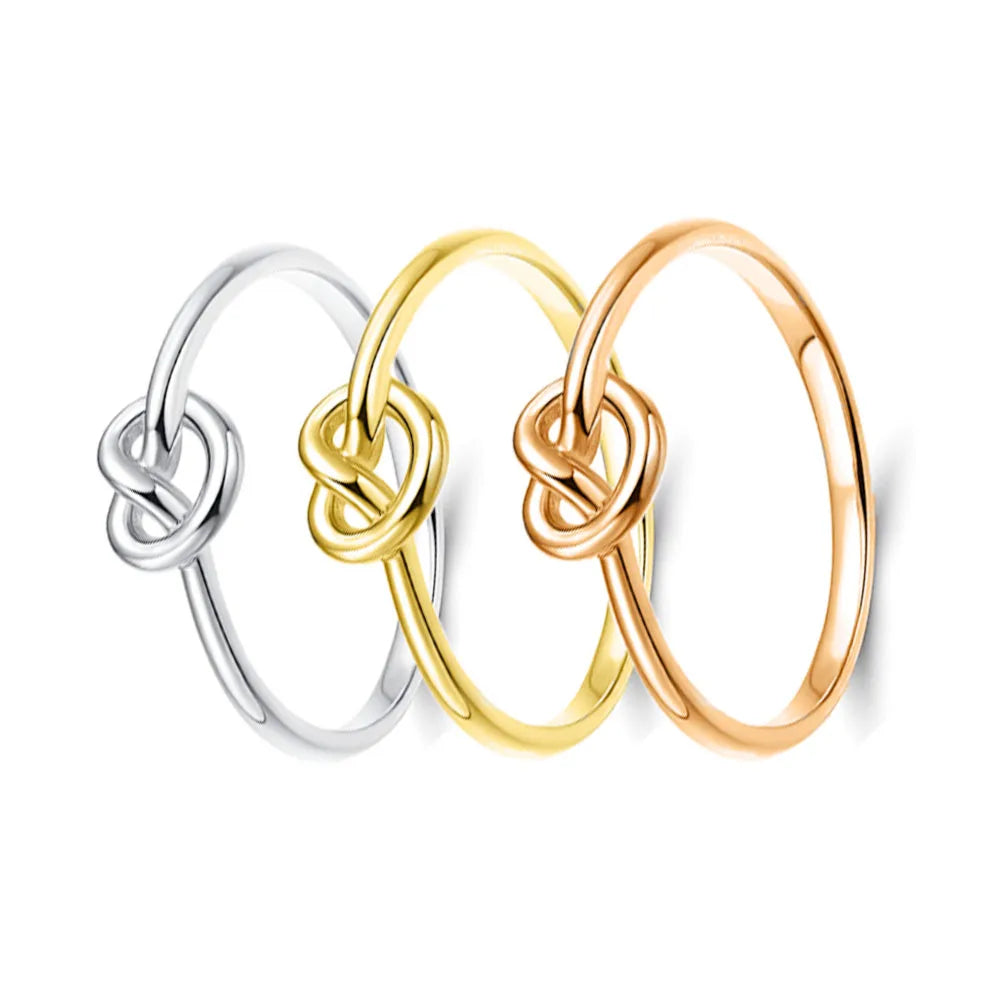Wholesale Fashion Stainless Steel love Heart Knot Wedding Couple Finger Ring Jewelry Rings China Manufacturer Supplier