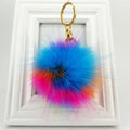 Rainbow Colorful Colorful Pompom Keychain Faux Fur Pendant Lovely Key Chain Colorful Fur Pom Pom Puff Ball Fuax Fur Keychains
