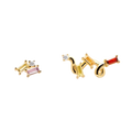 Fashion Jewelry Rainbow CZ Diamond Gold Baguette Stud Earring Sterling Silver