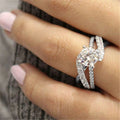CAOSHI Hot Sell Silver Color Imitate Diamond Ring Wedding Pave Cubic Zircon Engagement Rings for Women Bridal