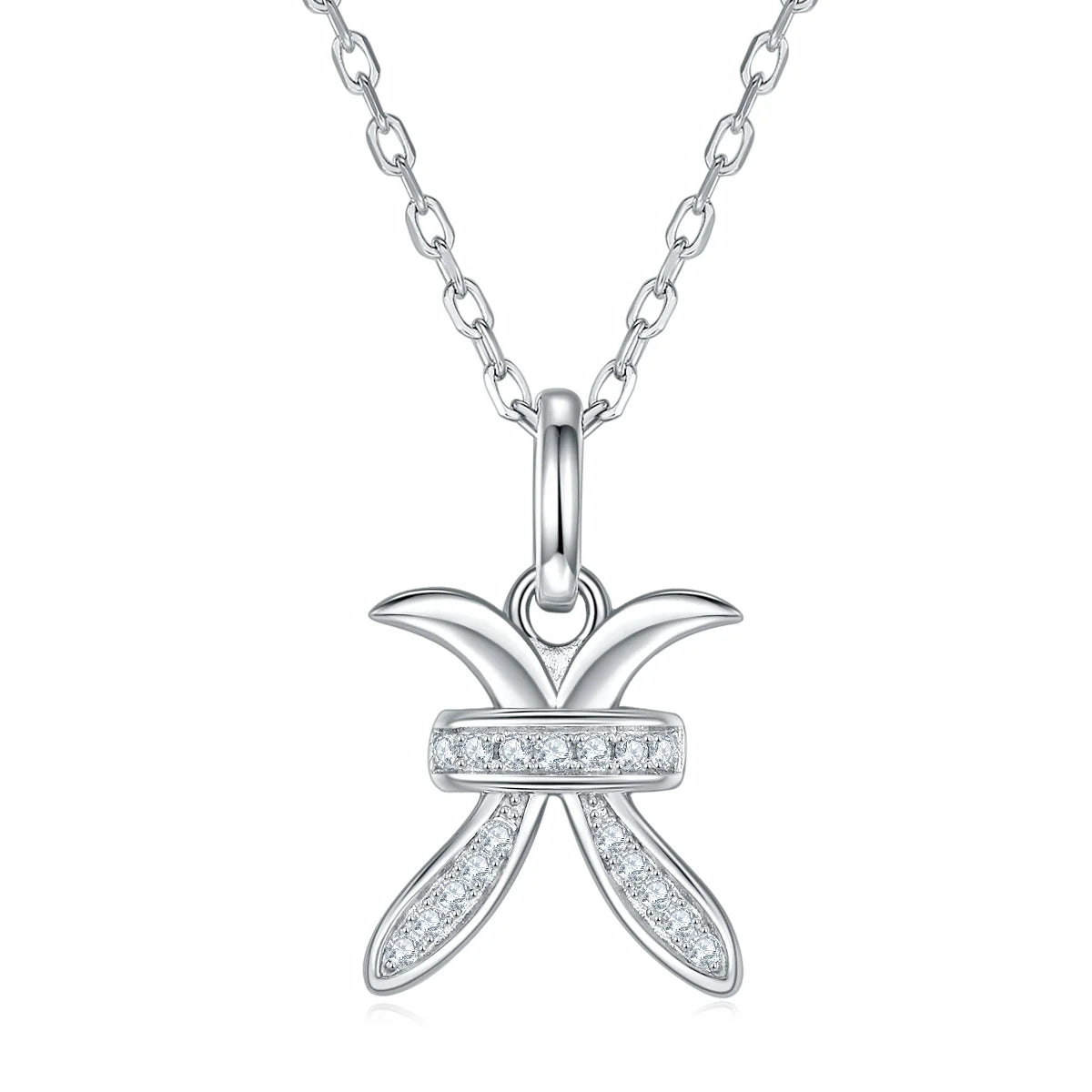 Hot Sale S925 Sterling Silver D Color Moissanite Pendant Pisces Zodiac Necklace Jewelry for Women