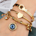 1 Set 3Pcs High Jewelry Bracelets and Bracelets Exaggerated Multi-Style Hanging Small Keys Blue Eye Stainless Steel  Bracelet