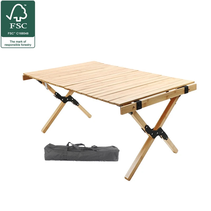 LUFAN Wholesale Multi Functional Simple Setup Short Camping Folding Roll Wood Table for Beach