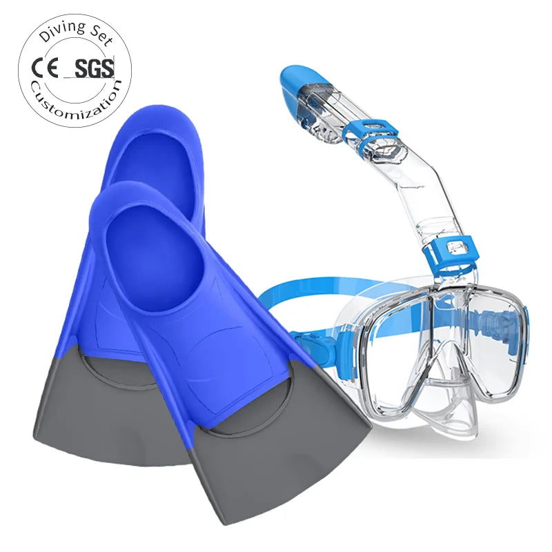 Cheap Price Professional scuba Food Grade Silicone Anti Leak Anti Fog Diving Mask and Snorkel with Fins Set