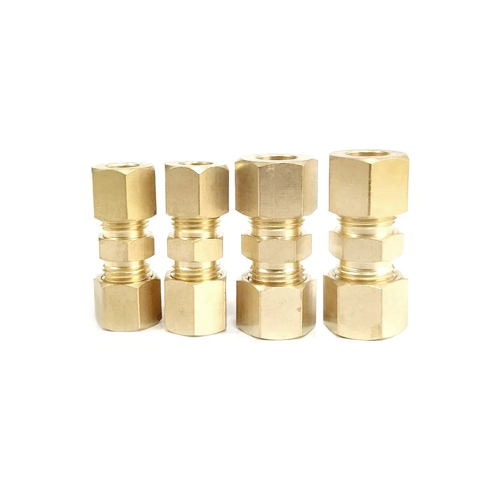 OEM ODM Brass Compression Fitting 3/8" OD Straight Union Tube Connector Forged Brass Pipe Coupling for Plumbing Water Pipeline