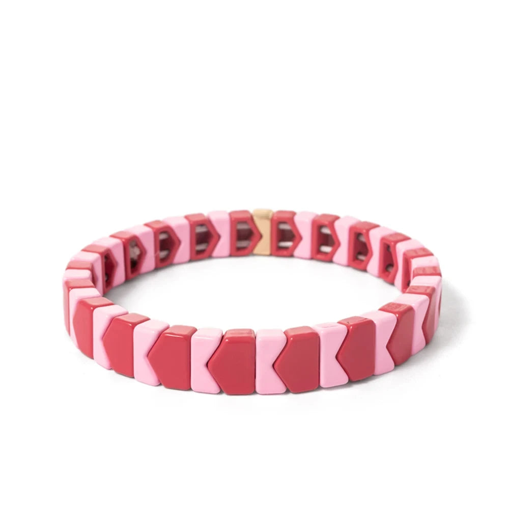Hot Deal New Fashion Enamel Bracelets for Women Concave-Convex Shape Colorful Beads Bracelets Handmade Metal Beads Jewelry