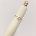 18K Gold Plated Simple Freshwater Pearl Ring Elegant Natural Pearl for Birthday Gift
