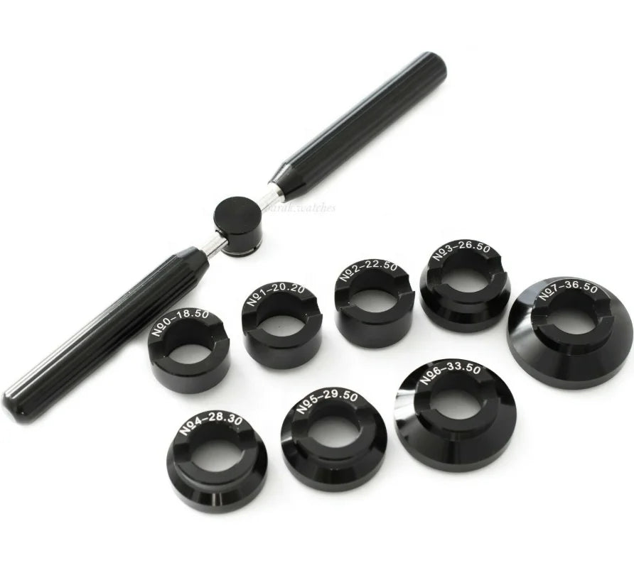 OEM 8pcs Black Wrench Tool Back Case Opener for Watches Repair Tool Kit