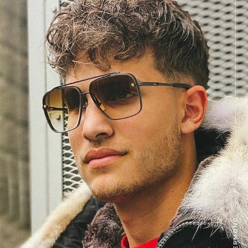 New Arrival Fashion Double Bridge Designer Custom Logo Gold Gradient Lenses Women/Mens Aviation Square Alloy UV400 Sunglasses