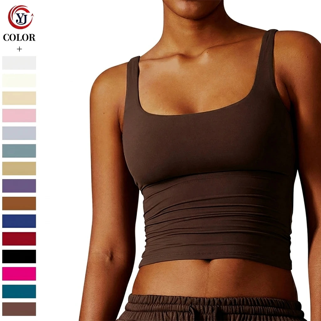 Women's Square Collar High Impact Sports Bra Sexy Tops Inner Wear Worsted Knitted Better Bodies Top Yoga Tank Top Casual