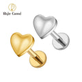ASTM F136 Titanium Internal Threaded Heart Flat Back Labret Monroe Lip Cartilage Helix Tragus Conch Ear Lobe Stud Body Jewelry