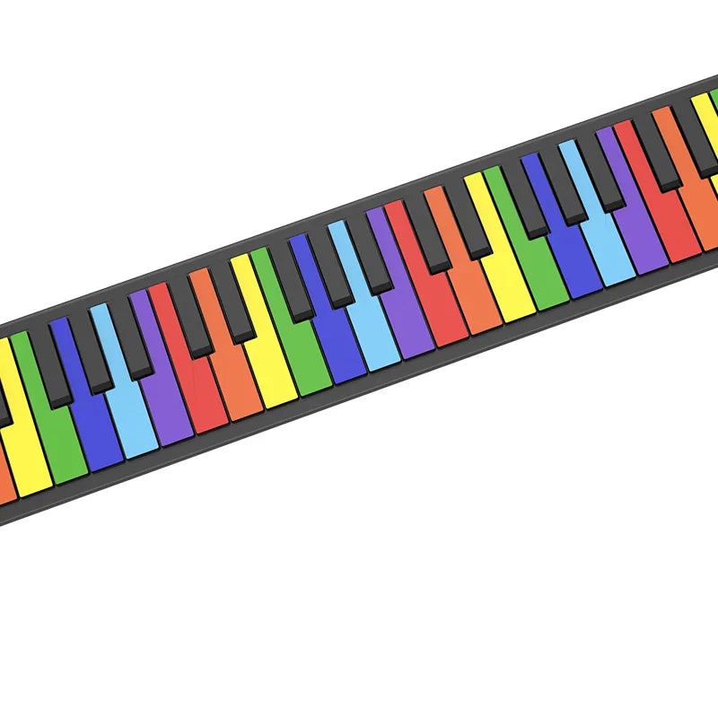 49-Key Colorful Hand Rolled Roll-up Piano Keyboard PE49C Musical Instrument for Kid Children's Sports & Entertainment
