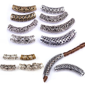 Braiding Hair Cuffs DIY Hollow Alloy Bend Jewelry Beaded Dreadlocks Retro Carved Metal Ring Hair Accessories for Braids