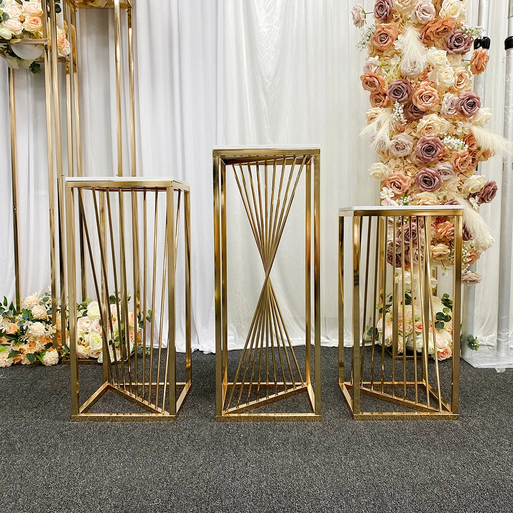 Gold Round Dessert Table Gold Plated Gold White Metal+MDF Display Stand European Style Wedding Party Events OUGE BTCT-01