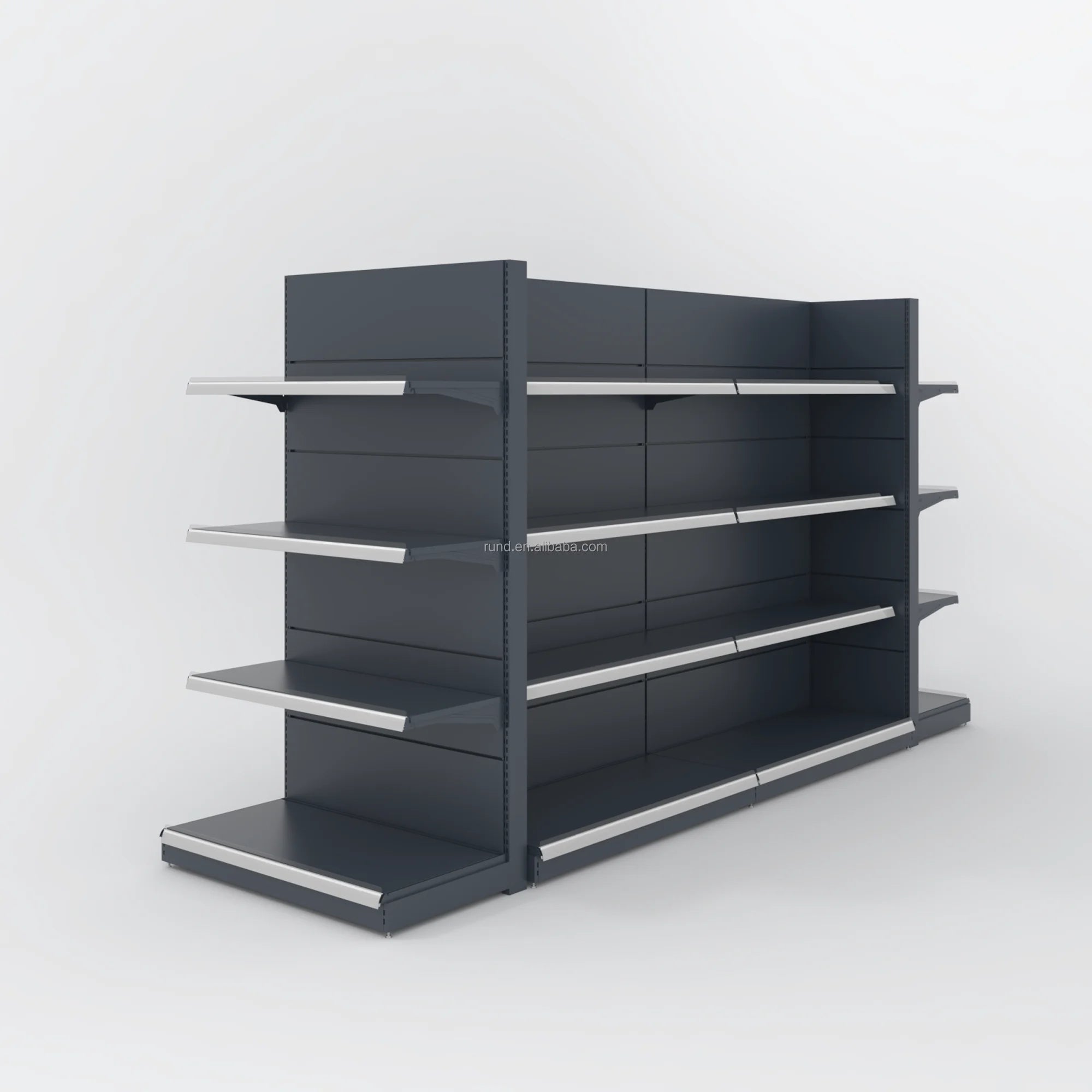 RunDa Double-Sided Metal Gondola Shelving Supermarket Display Stand Heavy-Duty Adjustable Height Epoxy Powder Coating OEM