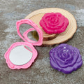 Rose Shaped Double Sided Makeup Mirror Hot Sale Portable Travel Plastic Makeup Mirror