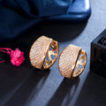 Indian Gold Plated Wedding Bridal Small Round Wide Hoop Earrings for Women Cubic Zirconia Micro Paved Top Quality Party Jewelry
