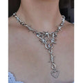 Fashion Long Heart Bramble Pendant Necklace Teen Girls Punk Necklace Retro Gothic Full Thorns Heart Choker Necklaces for Women