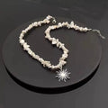 Healing Crystal Clavicle Chain Women's Hip-hop Gravel Gemstone Retro Ethnic Howlite Natural Stone Sunflower Necklace Pendant