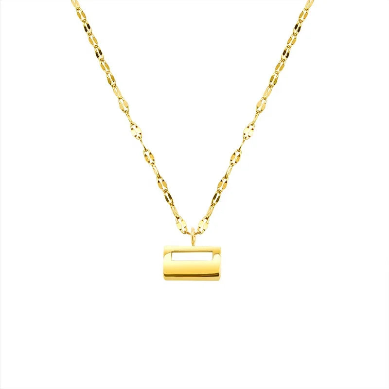 Fashion 18K Gold Plated Lock Design Necklace Jewelry Stainless Steel Pendant Necklace for Women