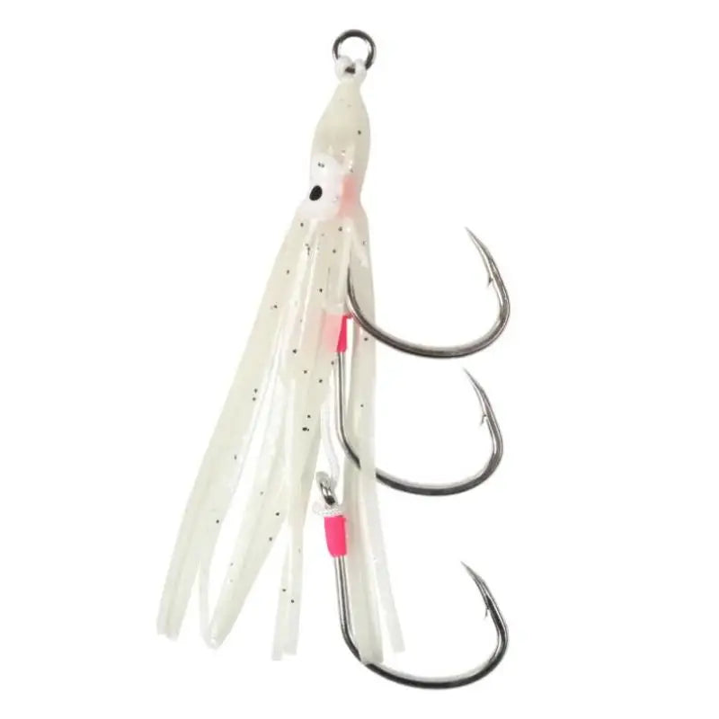 Bionic Squid Fishing Lure Hook High Carbon Steel Barbed Hook Luminous Slow Jig Silicone Skirt Fishhook