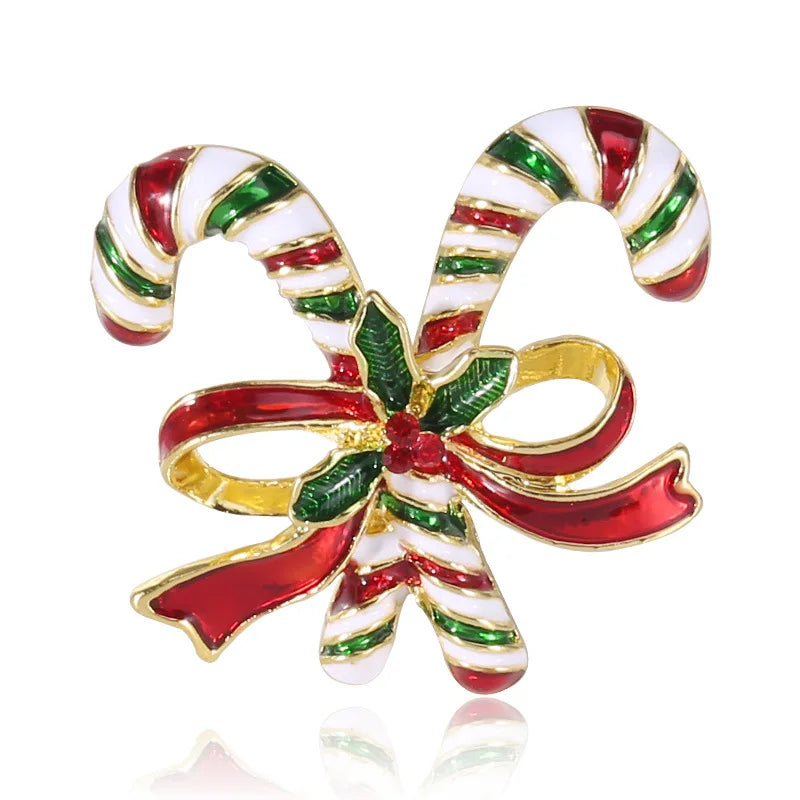Luxury Christmas Accessories Colorful Brooch Pin Christmas Crutches for Children's Outdoor Wedding Decorations Use Clothes Bags