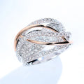 Huitan Creative Two Tone Metal Color Woman Ring Micro Paved CZ Fashion Versatile Design Female Finger Wedding Jewelry