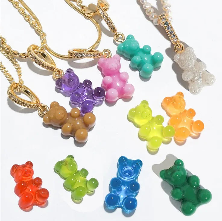 Resin Pendant Acrylic Bear Necklace Transparent Zircon Crystal Pearl Charming Lovely Cute Party Necklace Xinyue Party Jewelry