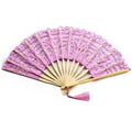 Abanicos De Mano White Lace Fabric Fan Custom Bamboo Folding Hand Fan for Dancing Party Wedding Fan