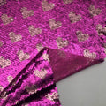 New Arrival Heavy Shiny Polyester Spandex Material Heart Design Stretch Two Color Light Pink Rose Red Sequin Mesh Fabric