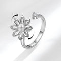 Adjustable Open Cubic Zirconia Flower Spinner Anxiety Rotate Fidget RingsDaughter Girlfriend Birthday Valentine's Day Gifts