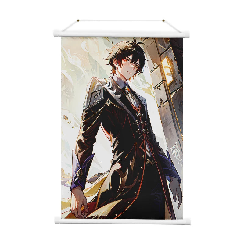 Custom Printing Anime Fabric Poster Scroll Hanging Poster With Plastic/ Aluminium Rod Wall Scroll Wall Hanging Poster