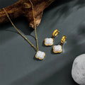 Nabest Stainless Steel Four Leaf Clover Charm Hoop Earring Necklace Sets Jewelry 18K Gold Plated Lucky Jewelry Kits