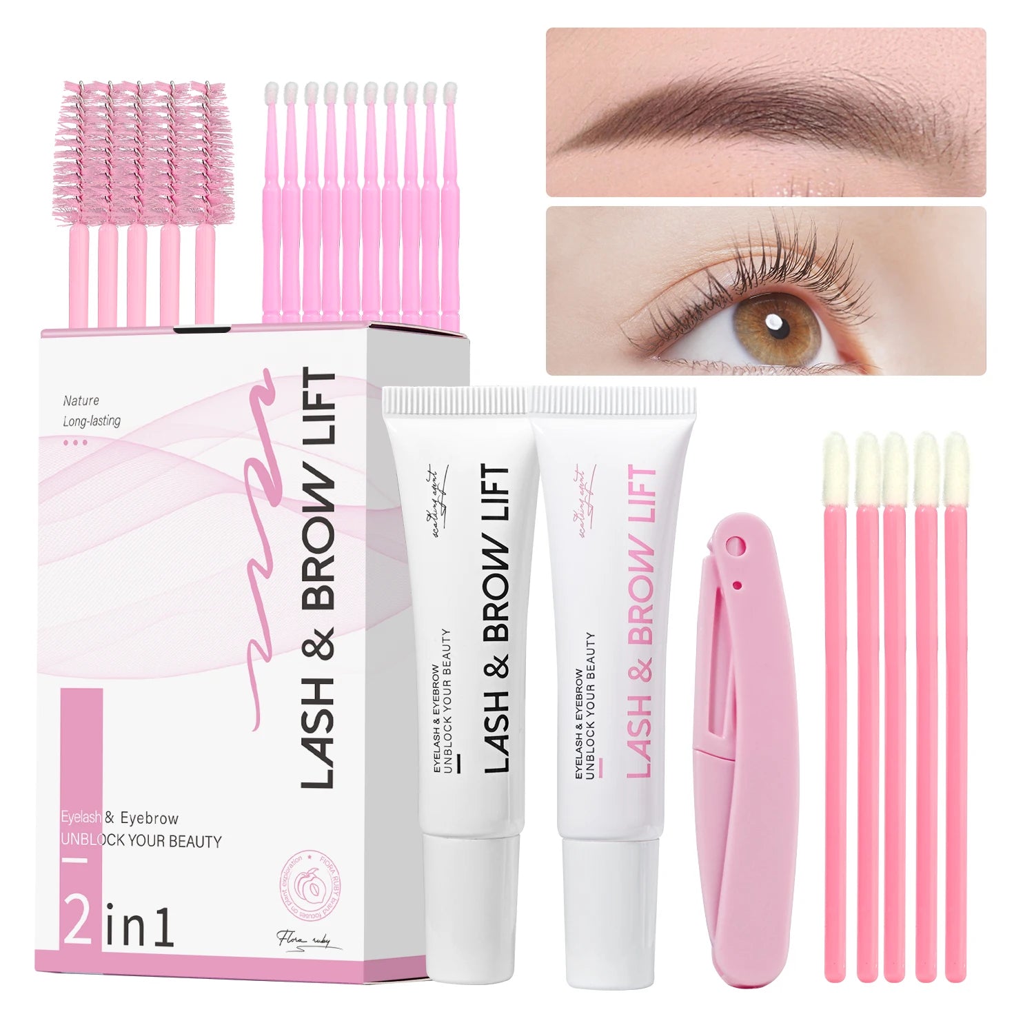 Flora Ruby Lash Lift and Eye Brow Lamination Lash Lift Gel Perm Kit Eyebrow Lift Lamination Gel Set Professional Private Label