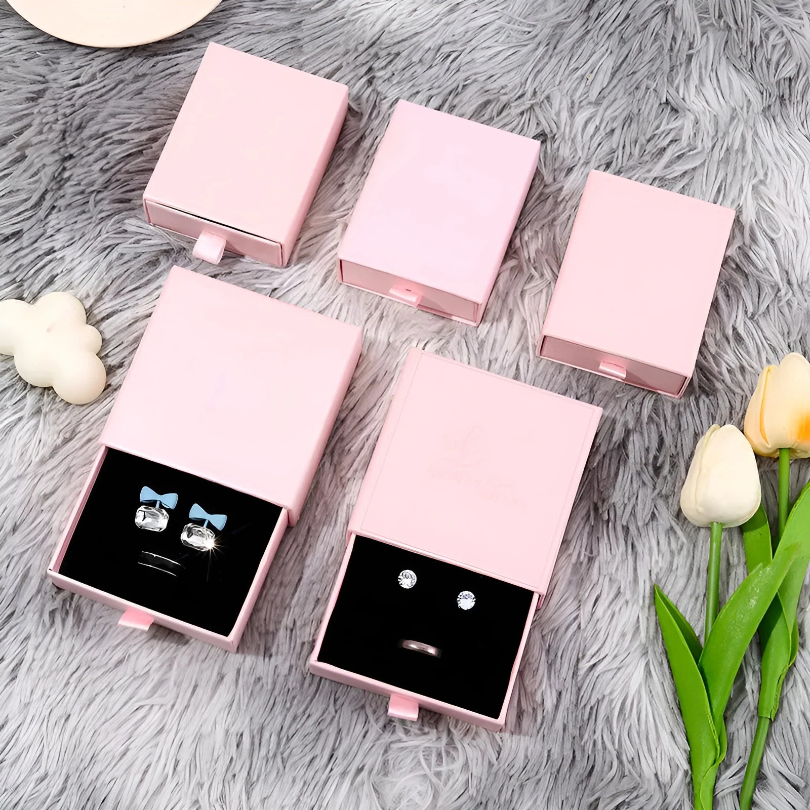 Custom Logo Rigid Jewelry Gift Necklace Drawing Box Package Slide Drawer Paper Box With Black Foam for Jewelry Packaging