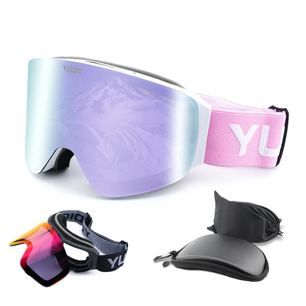 High Performance Winter Sports Ski Goggles Flip Open Design Anti-Fog Coated Lenses Adjustable Strap for Comfortable Fit Outdoor