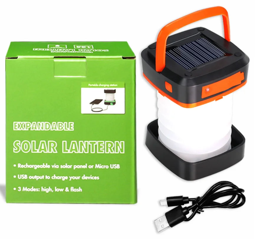 Folding Portable Led Camping Lighting Outdoor Lantern Lamp Solar Rechargeable Multifunction Emergency LED Camping Lamp Light