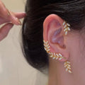 AA00285 Fashion Leaf Clip on Earrings Non Pierced for Women Crystal Leaf Dangle Bling Ear Cuff Earring Girls Jewelry Gifts