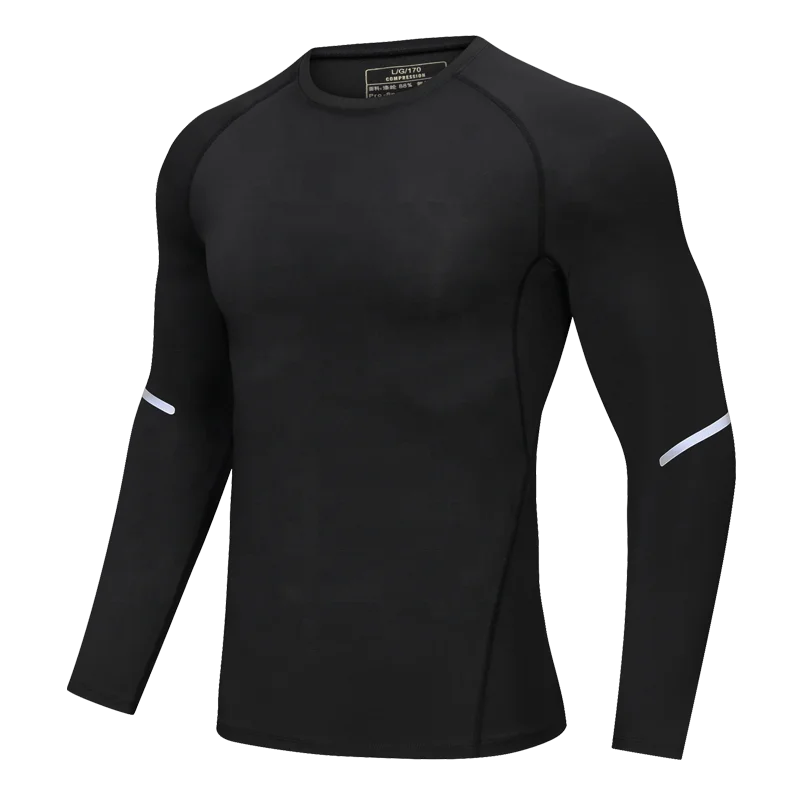 Wholesale Quick Dry Elastic Fitness Clothing Polyester Skin-tight Workout Shirts Men for Gym Training Wear
