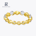 Rochime  Vintage Eternity Band Yellow Gold Plated S925 Silver Ring Luxury Fine Jewelry for Female
