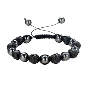 8M Hematite Stone Aromatherapy Essential Oil Diffuser Braided Woven Adjustable Natural Gemstone Beads Crystal Bracelet