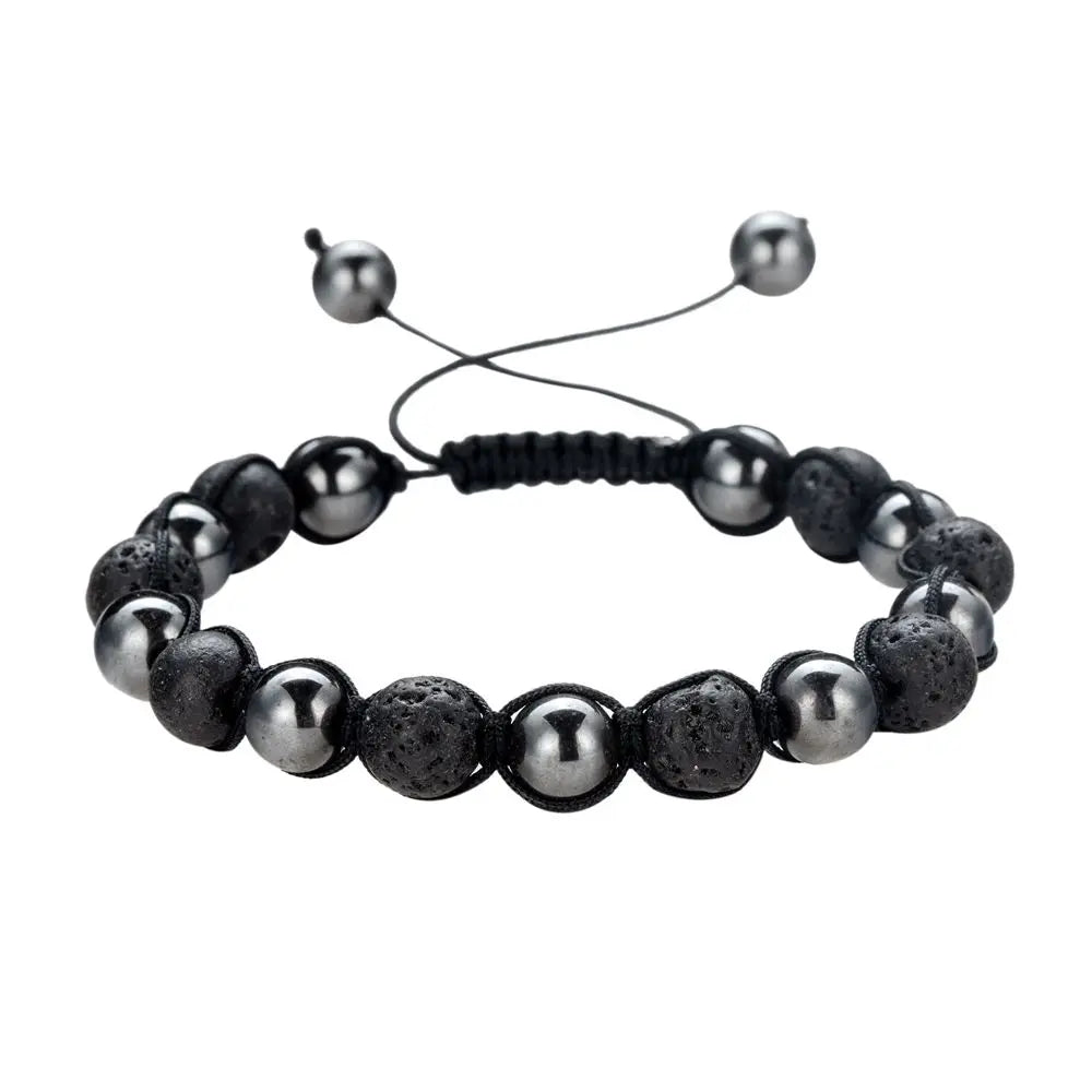 8M Hematite Stone Aromatherapy Essential Oil Diffuser Braided Woven Adjustable Natural Gemstone Beads Crystal Bracelet