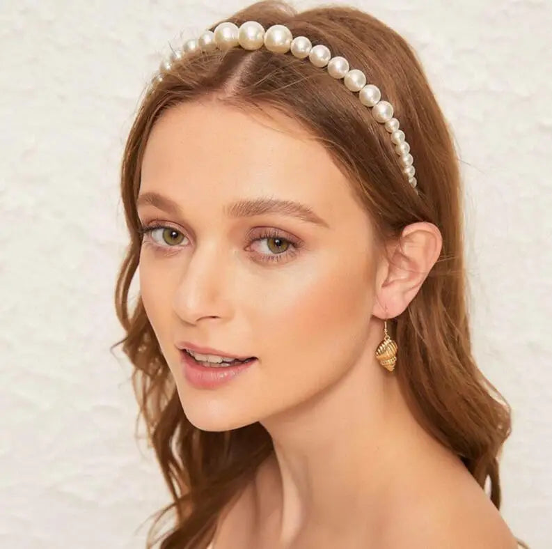 Fashion Pure White Plastic Top Quality Pearl Headband for Girls MegaBDM