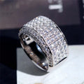 CAOSHI Luxury Silver Plated Wedding Engagement Bands Full CZ Crystal Finger Rings Cubic Zirconia Luxury Ring Band for Men Women