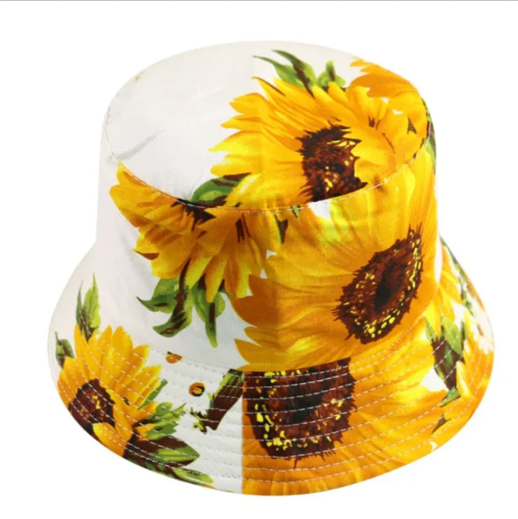 Design Your Own Fashion Reversible 100% Cotton Spring Flower Print Pattern Womens Bucket Hat