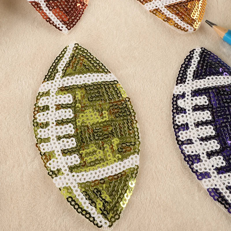 In Stock New Fashion USA American Football Patch Sequin Iron on Sequin Football Patch