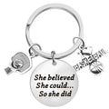 I love Basketball Metal Keychain She Believed She Could so She Did Key Ring Holder Backpack Accessories Bag Car Key Chain