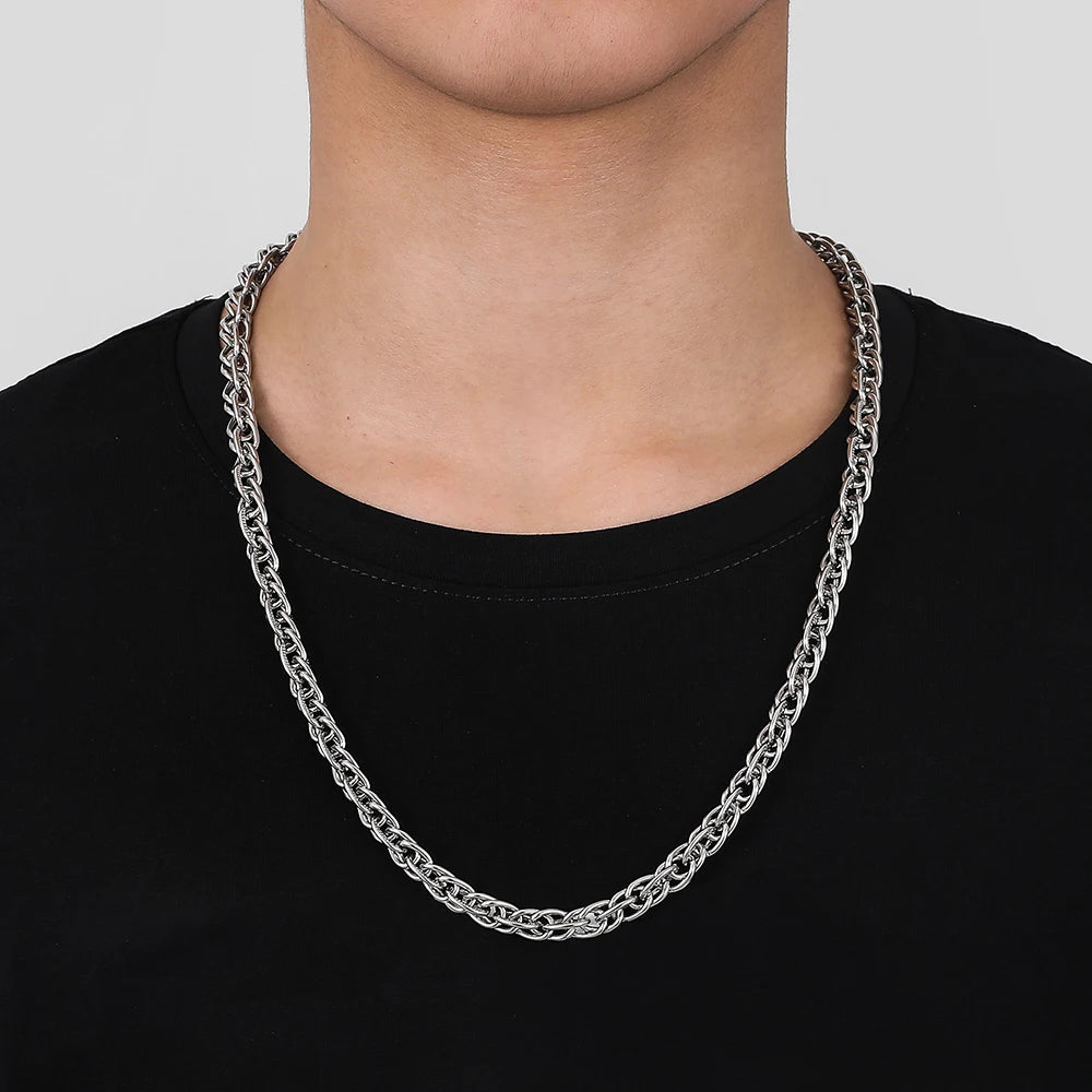 NEURLY Simple Creative Hip Hop Metal Twisted Chain Men Unisex Fashion Single Chain Necklace